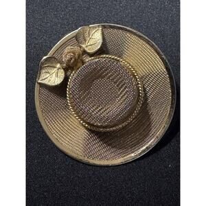 Lot of 2 Large Gold Tone Brooches